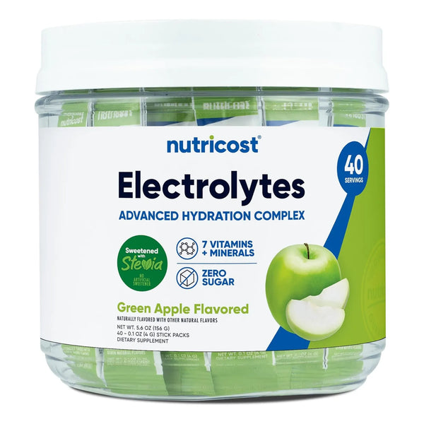 Complejo Electrolitos Hidratacion Avanzada Sabor Manzana Verde 40 Paquetes Nutricost