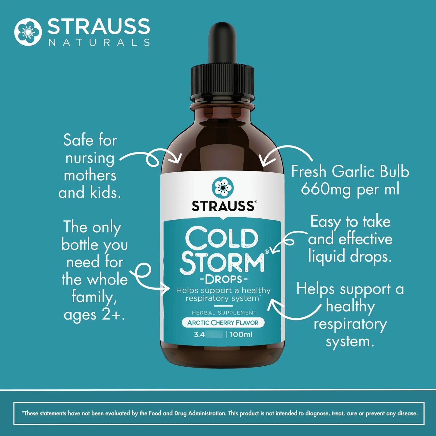 Gotas De Apoyo Inmunológico Y Respiratorio Sabor Cereza Ártica Strauss Naturals
