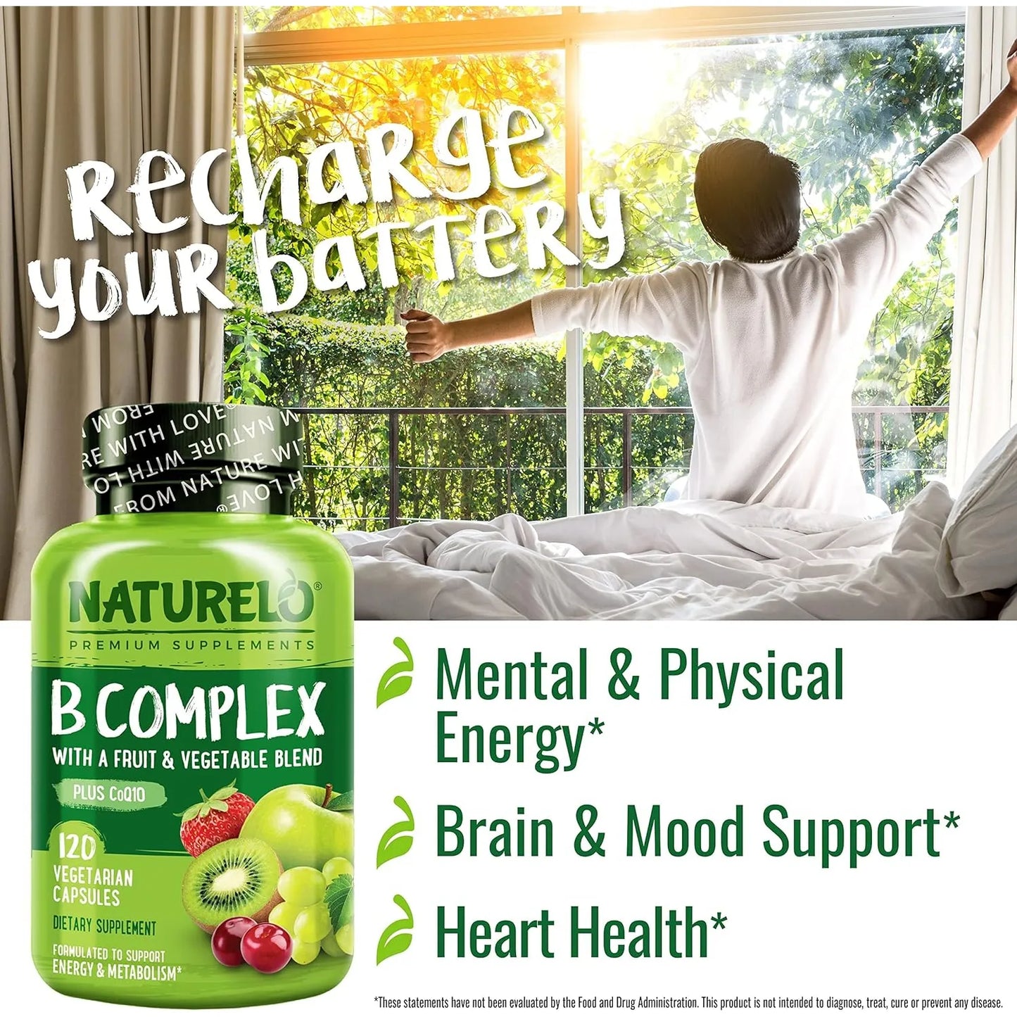 Complejo B Premium 120 Capsulas Con Vitaminas Activas Y Blend Organico