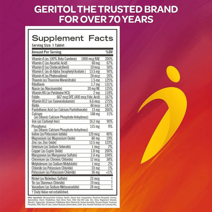 Multivitaminico Geritol 26 Vitaminas Minerales Hierro Antioxidantes Sin Gluten