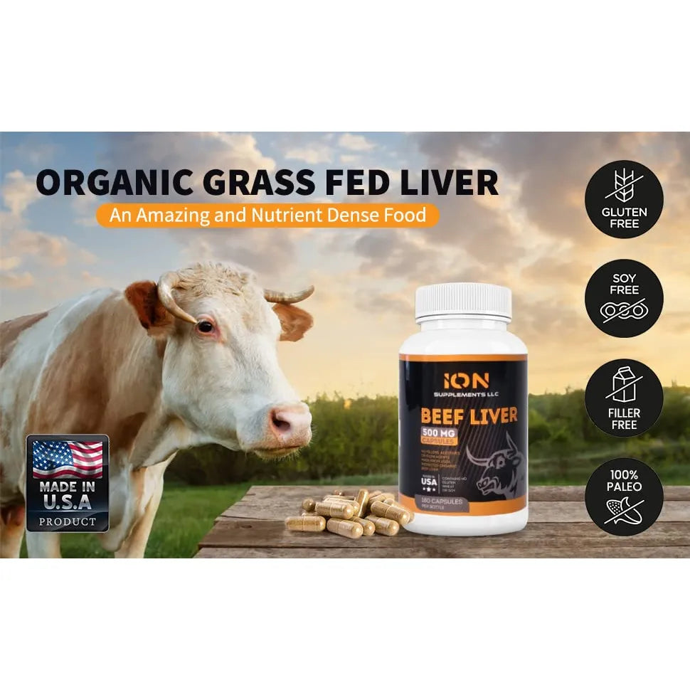 Hígado De Res Orgánico Alimentado Con Pasto 180 Cápsulas Energía Y Nutrición