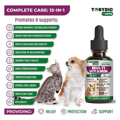Multivitamínico 15 En 1 Para Gatos Y Perros Con Arándano Y Glucosamina Importado USA