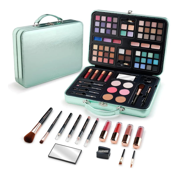 Juego De Maquillaje Infantil Todo En Uno Kit Para Principiantes Con Estuche Verde Y 54 Colores