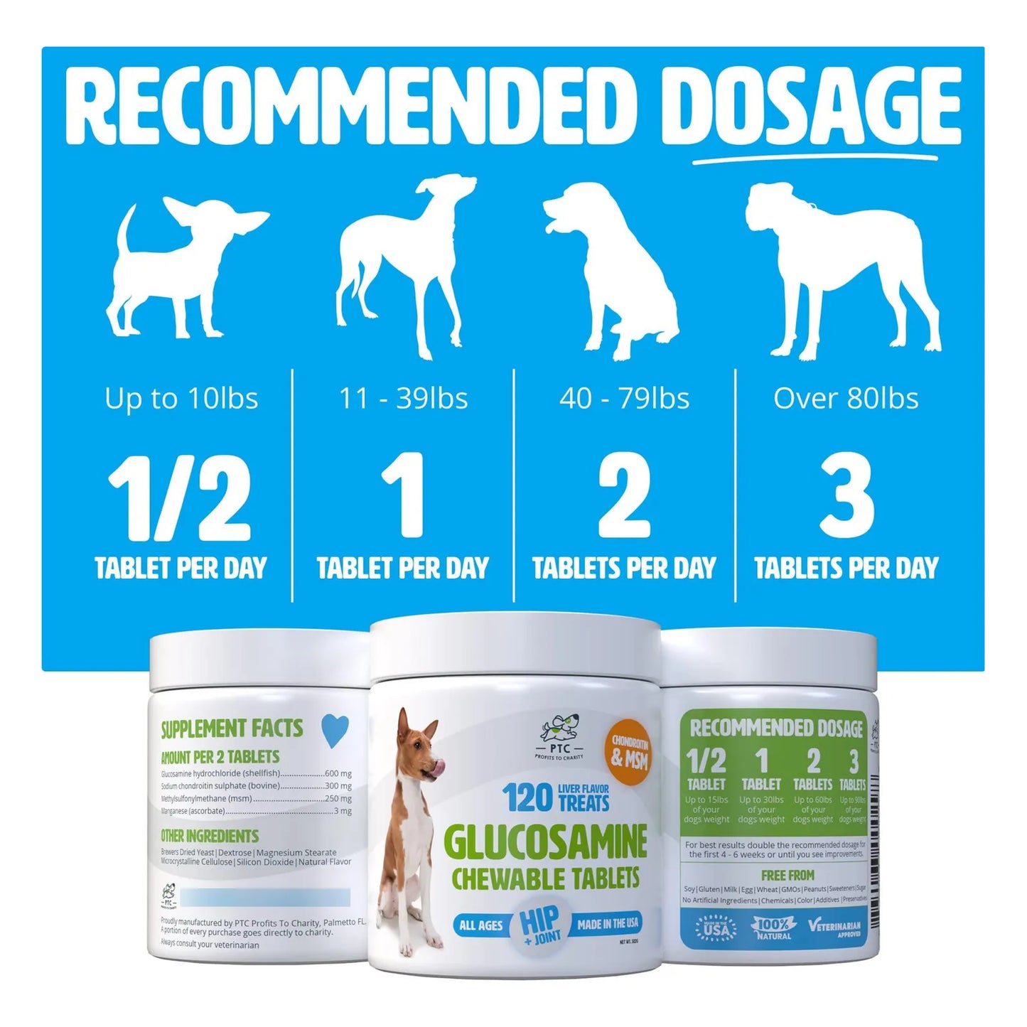 Golosinas Masticables De Glucosamina Para Perros Con Condroitina Y MSM - 120 Unidades