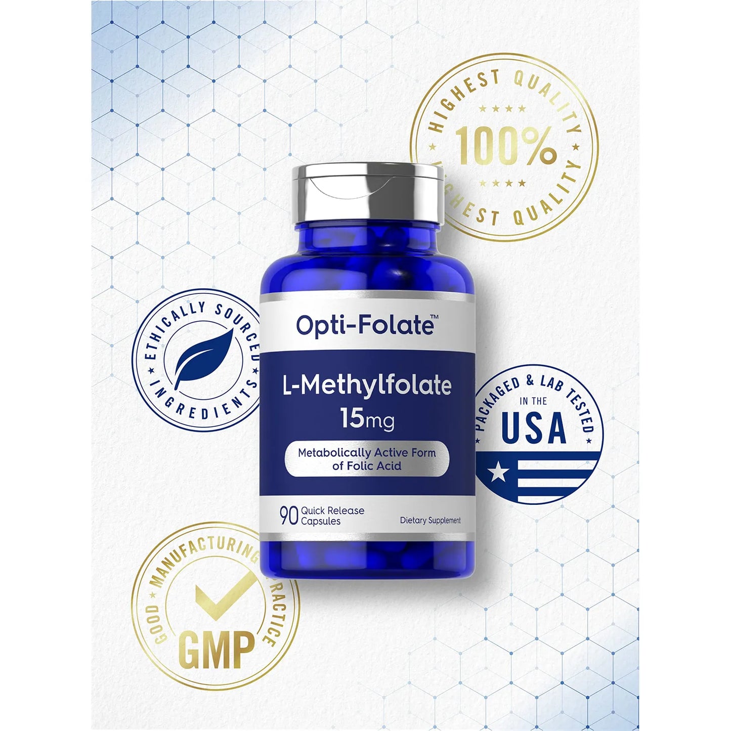 L Metilfolato 15 Mg 90 Cápsulas Potencia Máxima Forma Activa 5 MTHF