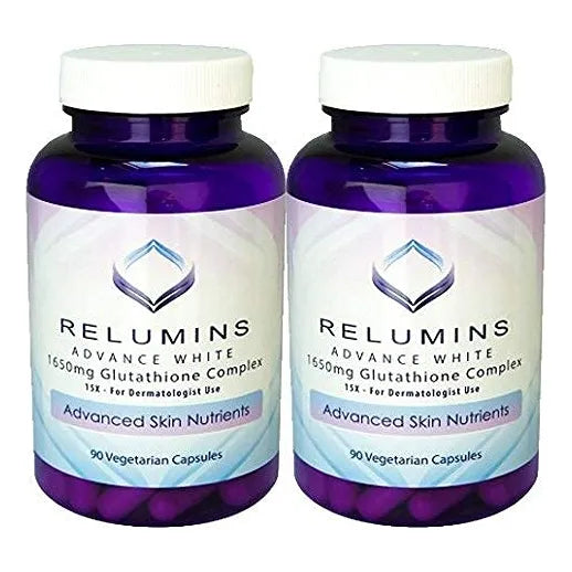 Advance White 1650mg Complejo Glutatión 2 Botellas Blanqueador Piel Antioxidante