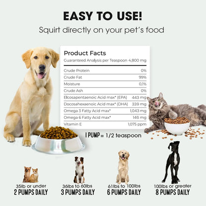 Aceite De Salmón Salvaje De Alaska Para Perros Y Gatos Suplemento Líquido Omega 3