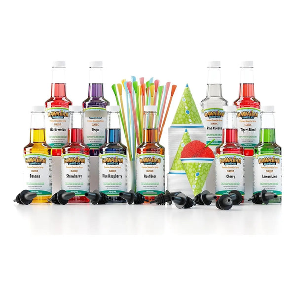 Jarabe Para Raspados 10 Sabores Con Accesorios Ideal Para Negocios Y Eventos