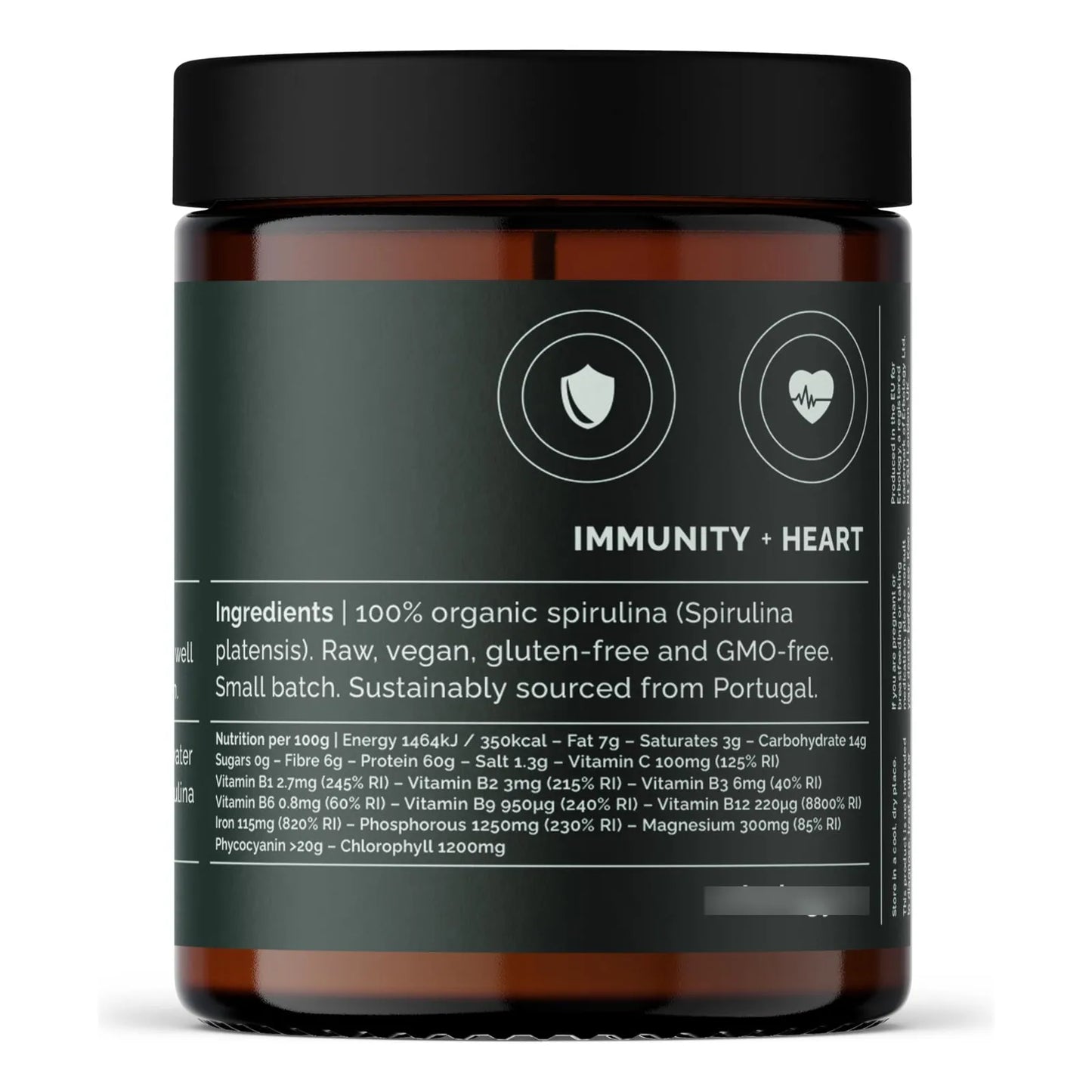 Polvo De Espirulina Orgánica 90g 45 Porciones Energía Inmunidad Vegano