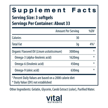 Aceite De Semilla De Lino Prensado En Frio 3000 Mg Con Alta Concentracion De ALA Para Corazon Y Articulaciones 100 Capsulas