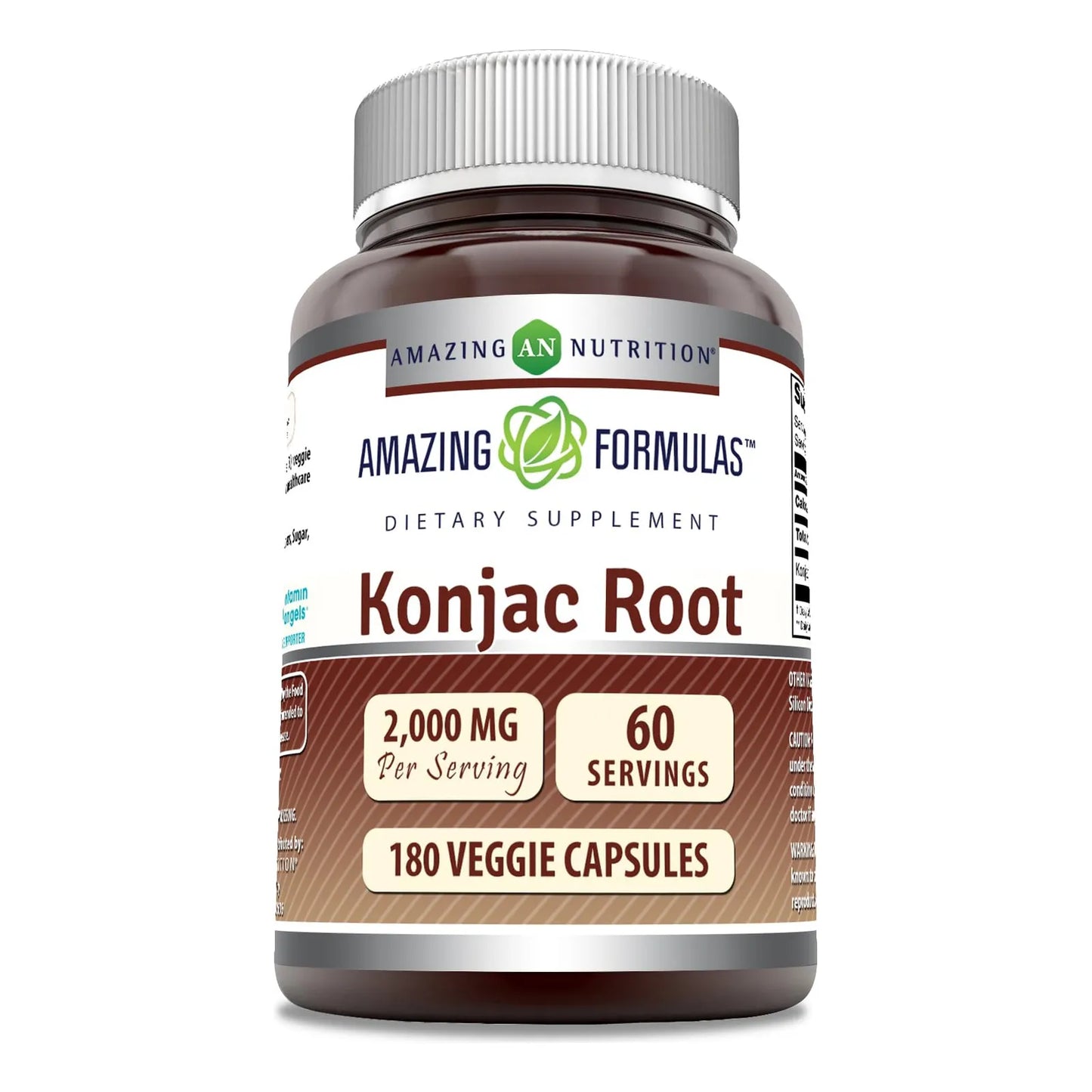 Suplemento De Raíz De Konjac 2000 Mg 180 Cápsulas Vegetales Sin OMG Sin Gluten