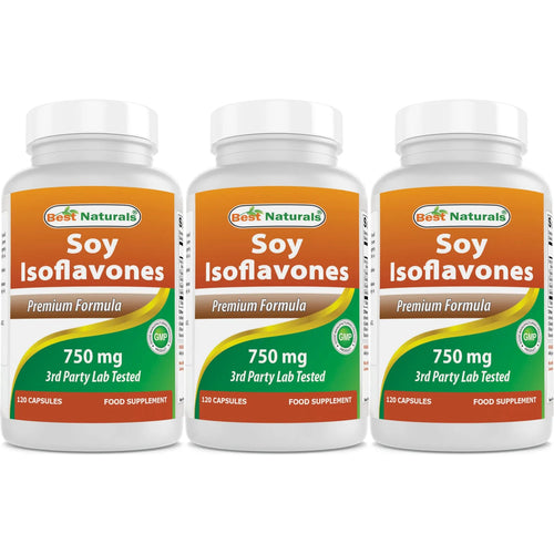 Isoflavonas De Soja 750 Mg 120 Cápsulas Paquete De 3 Puro Y Potente