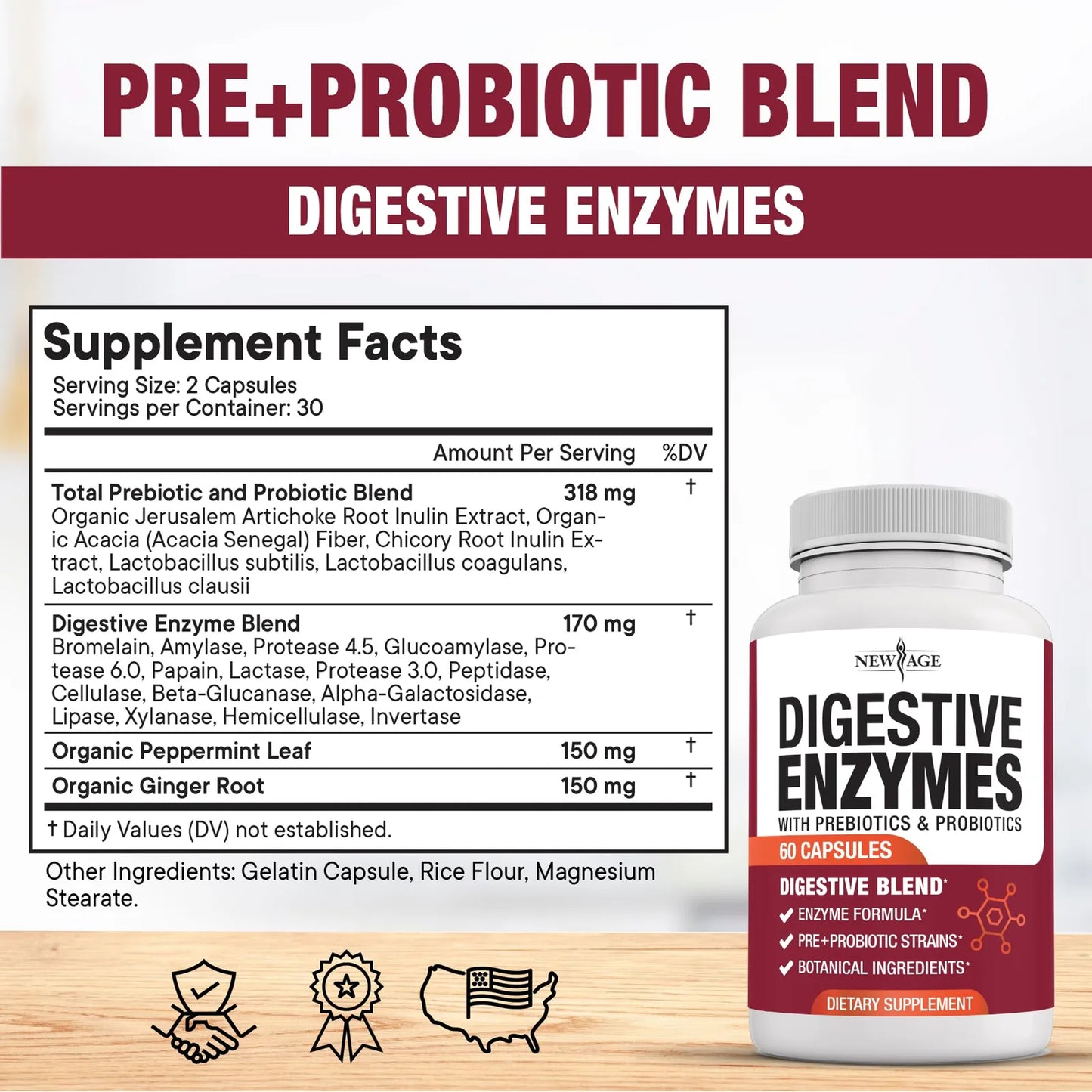 Enzimas Digestivas Con Probióticos Y Lipasa Para Intestino Sano 120 Caps