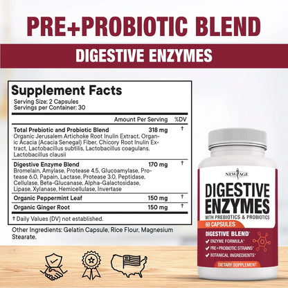 Enzimas Digestivas Con Probióticos Y Lipasa Para Intestino Sano 120 Caps