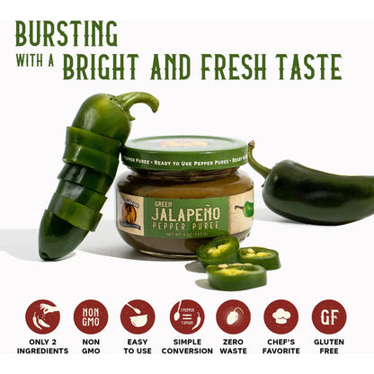 Salsa De Puré De Pimienta Y Jalapeño Verde Condimento Picante Sin Gluten