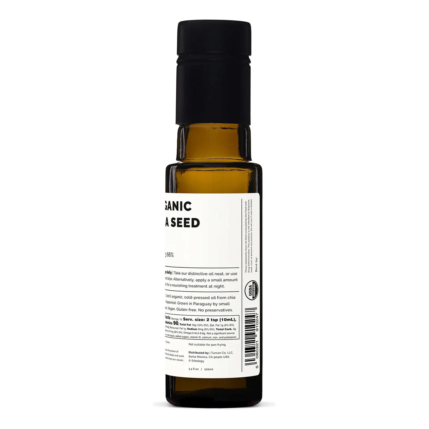 Aceite De Chía Orgánico Prensado En Frío Rico En Omega 3 Y Vitamina E 100 Ml
