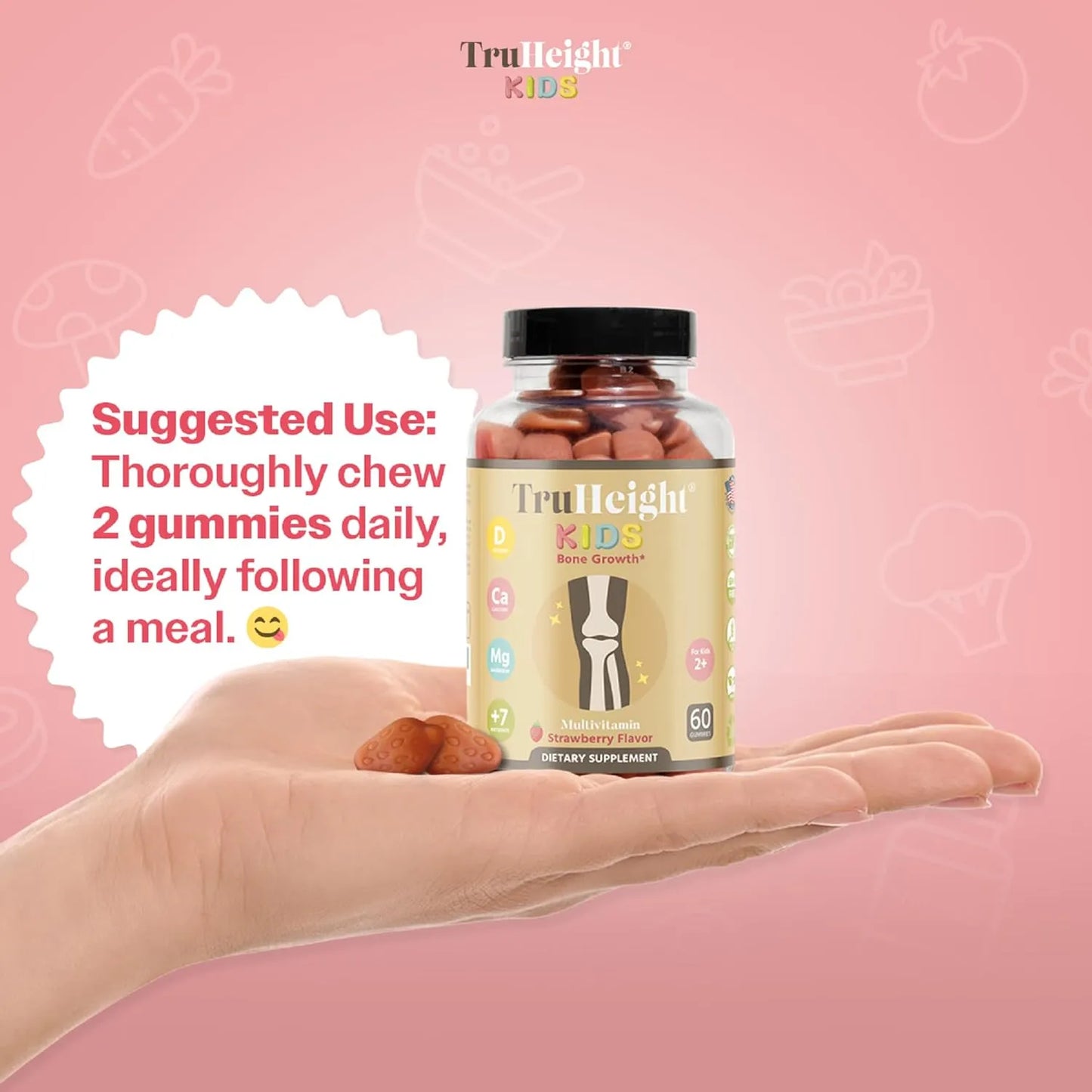 Gomitas TruHeight Crecimiento Óseo Infantil Sabor Fresa Con Vitaminas Naturales