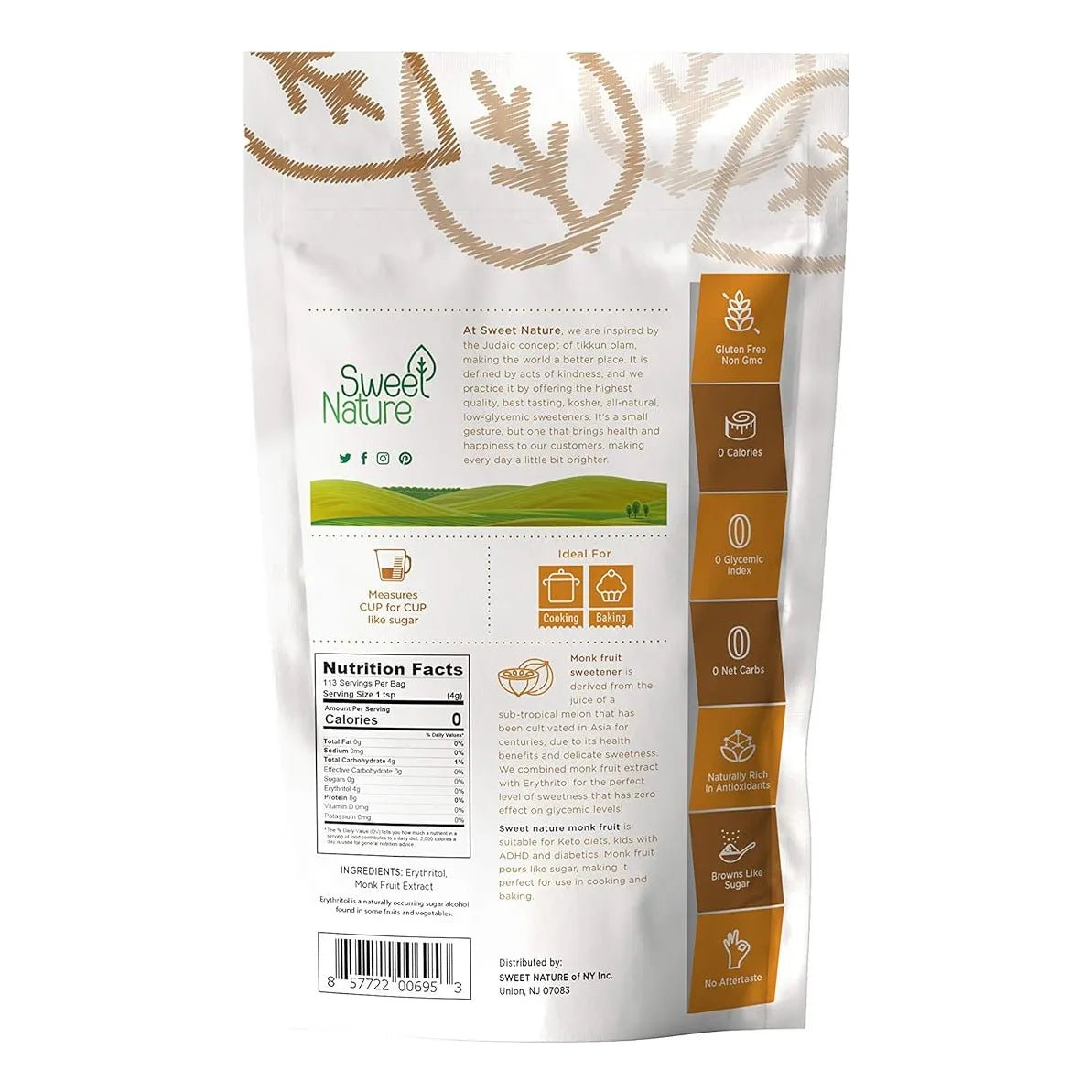 Edulcorante De Fruta De Monje Sin Omg 450g Sin Gluten Ecológico
