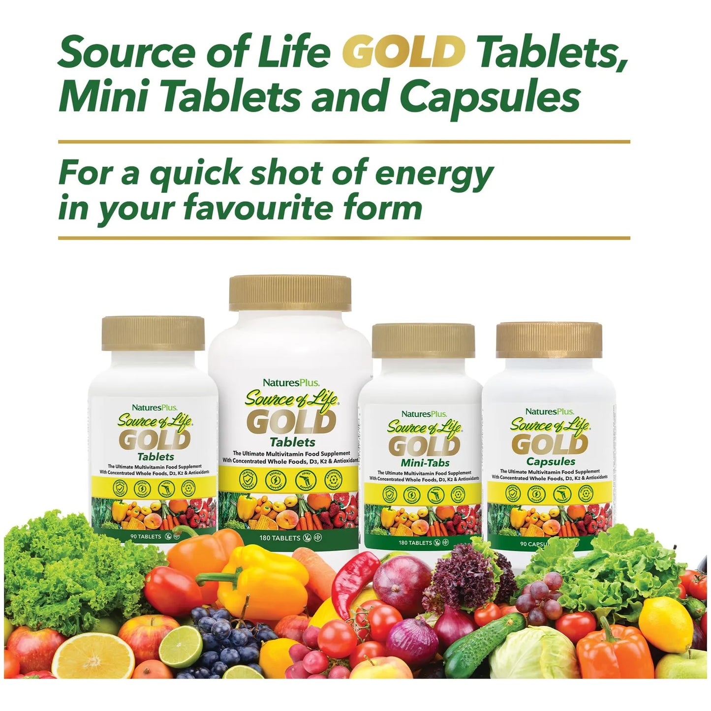 Source Of Life Gold Multivitamínico 90 Cápsulas Con Vitaminas D3 B12 K2