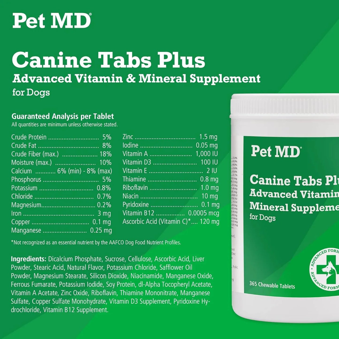 Multivitaminas Avanzadas Para Perros 365 Tabletas Masticables Sabor Hígado