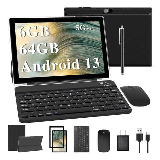 Tablet 10 PuLG 6GB RAM 64GB 1TB ROM Teclado Mouse Funda Android 13
