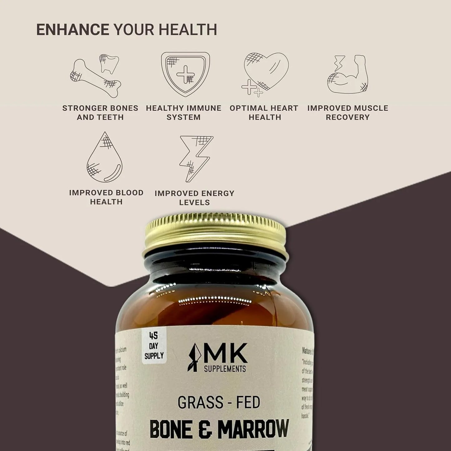 Hueso Y Médula De Res 3000 Mg Alimentado Con Pasto Suplemento Natural Para Huesos Y Dientes
