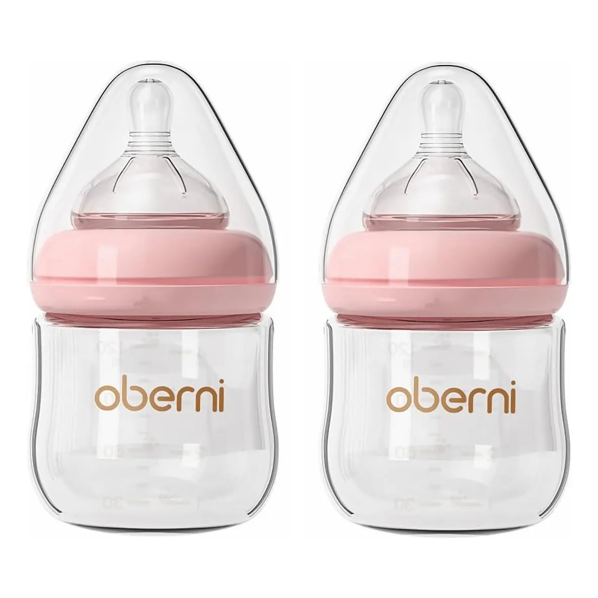 Biberón De Cristal Anticólico Cuello Ancho Flujo Lento Rosa Seguro Y Duradero