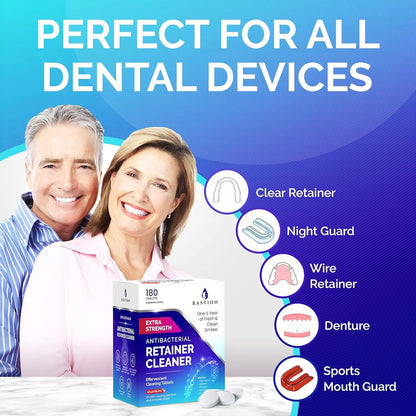 Limpiador Retenedor Y Dentaduras Bastion 180 Tabletas Efervescentes