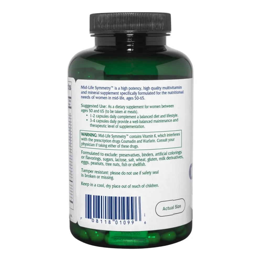 Vitanica Mid Life Symmetry Multivitaminico Mineral Alta Potencia 50 65 Vegano 180 Capsulas
