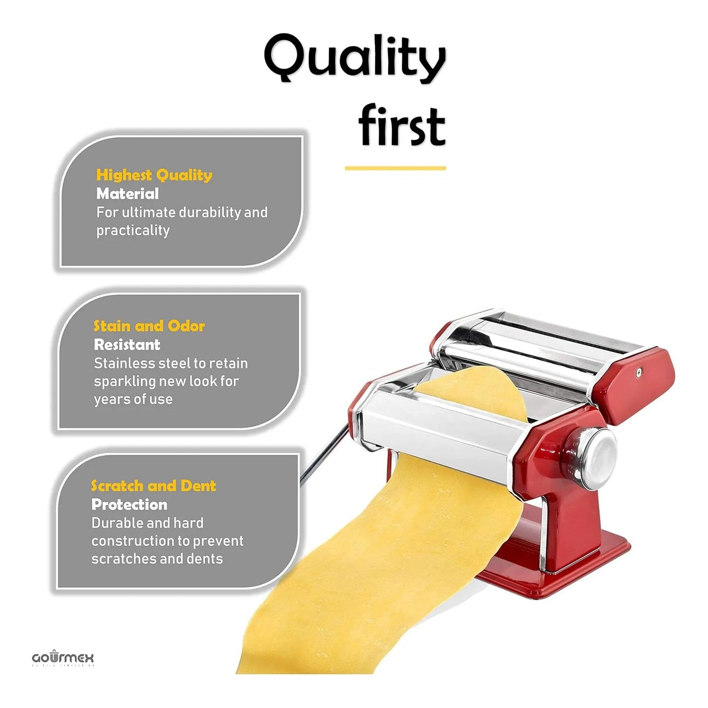 Maquina Para Hacer Pasta Acero Inoxidable Gourmex 7 Ajustes Grosor