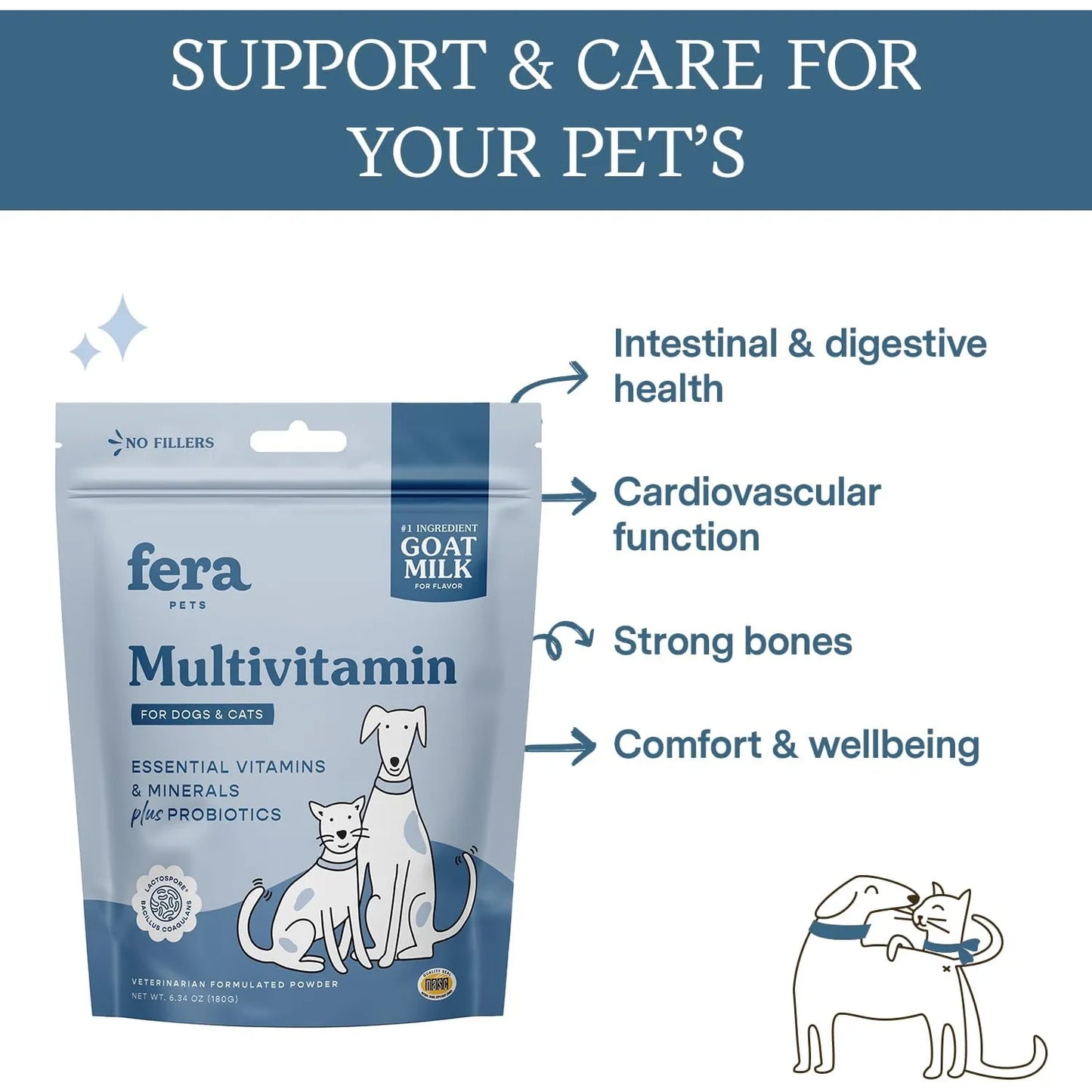 Multivitaminico Leche De Cabra Para Gatos Y Perros Con Probioticos Fera Pet Organics