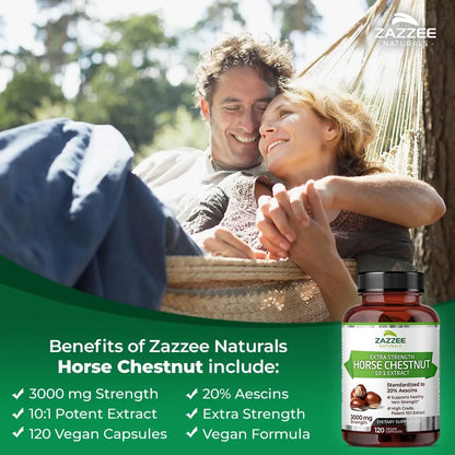 Extracto De Castaño De Indias 3000 Mg 120 Cápsulas Veganas Estandarizado 10X