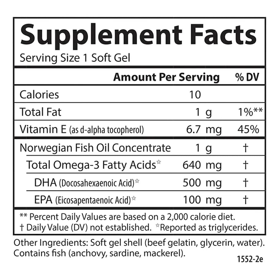 Aceite De Pescado Omega 3 Dha 500 Mg 180 Cápsulas Blandas Salud Cardiovascular