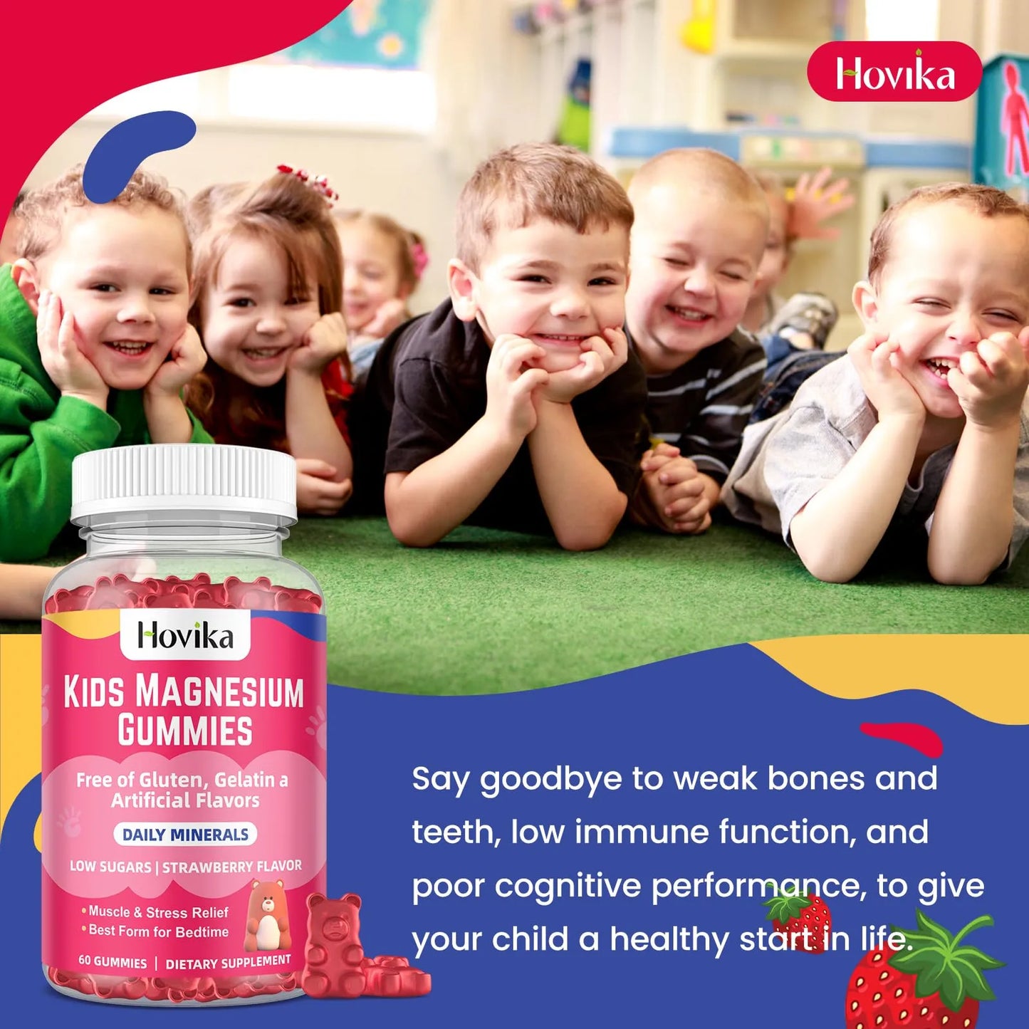 Gomitas De Magnesio Sabor Cítrico Para Niños Apoyo Nervioso Y Sueño Reparador