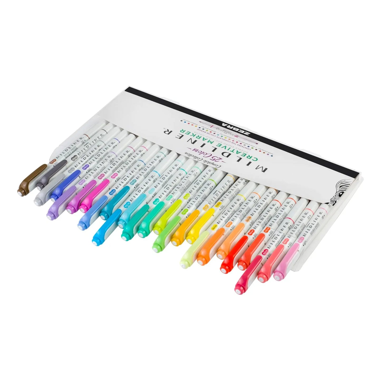 Rotuladores Mildliner Zebra Pen Surtido 25 Unidades Punta Doble Colores Vibrantes