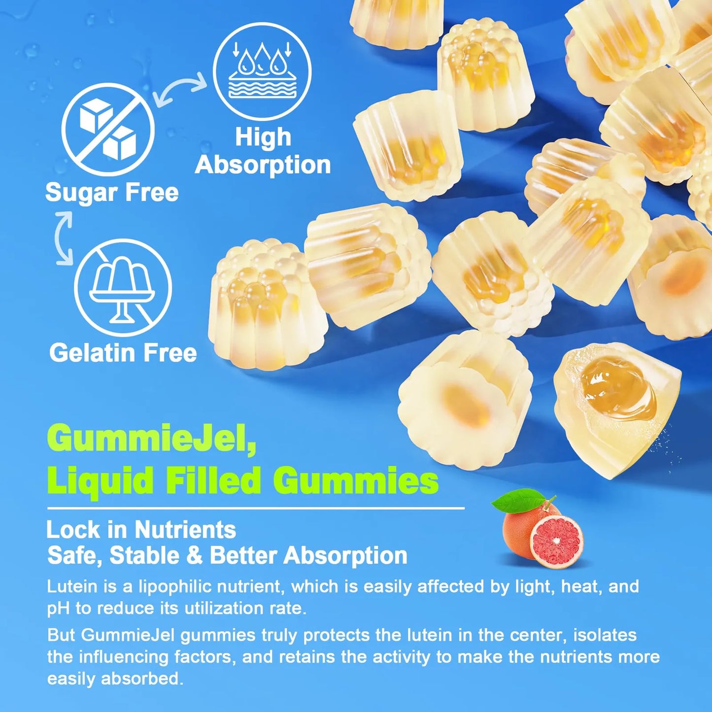 Gomitas Luteína Y Zeaxantina Para Ojos 40 Mg Con EPA DHA Sin Azúcar