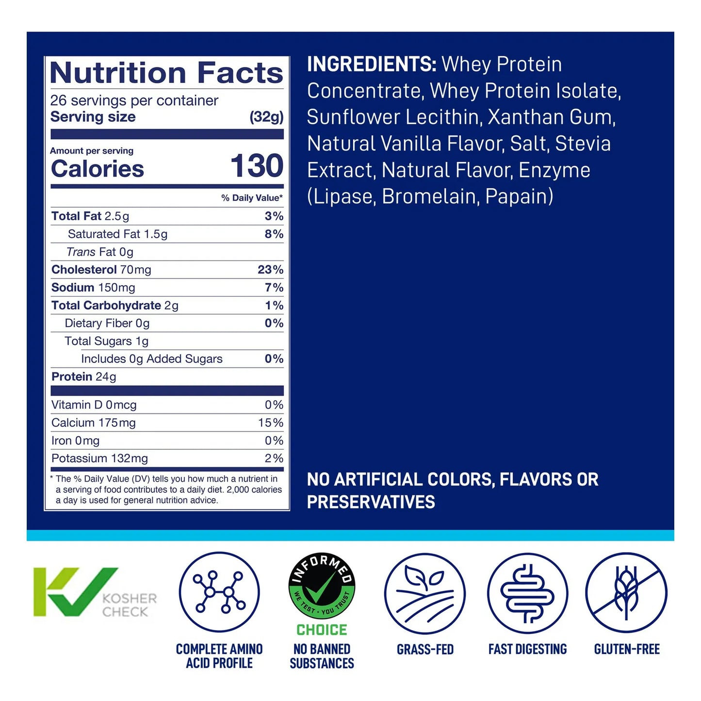 Whey Protein Natural Vainilla 100 Puro Alimentado Con Pasto 23 Porciones