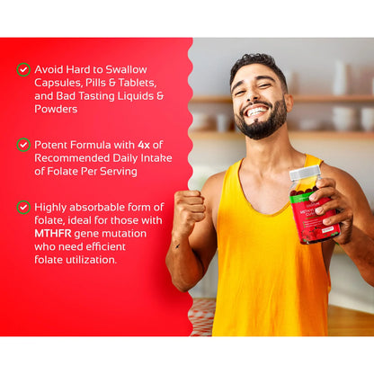 Gomitas De Metilfolato 400 Mcg Para Cerebro Corazón E Inmunidad Sabor Fresa