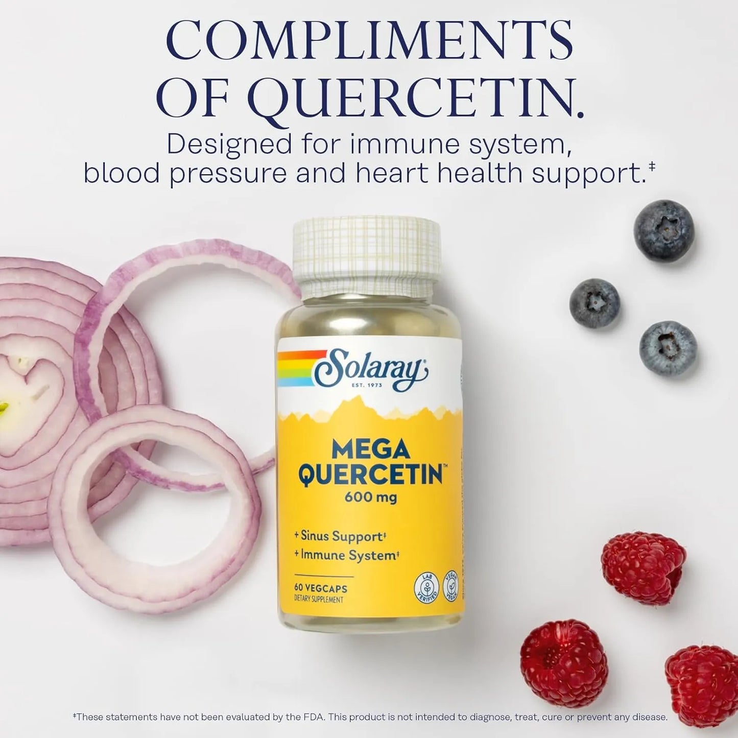 Solaray Mega Quercetina 60 Cápsulas Veganas Soporte Inmunológico Y Cardiovascular