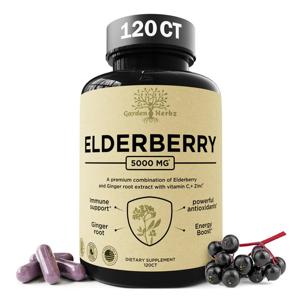 Baya De Saúco 5000 Mg Con Vitamina C Zinc Y Jengibre Refuerzo Inmunológico