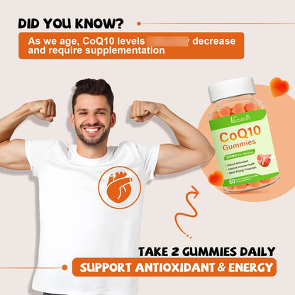 Gomitas Coq10 Omega 3 Magnesio Vitamina B12 Energía Celular Antioxidante