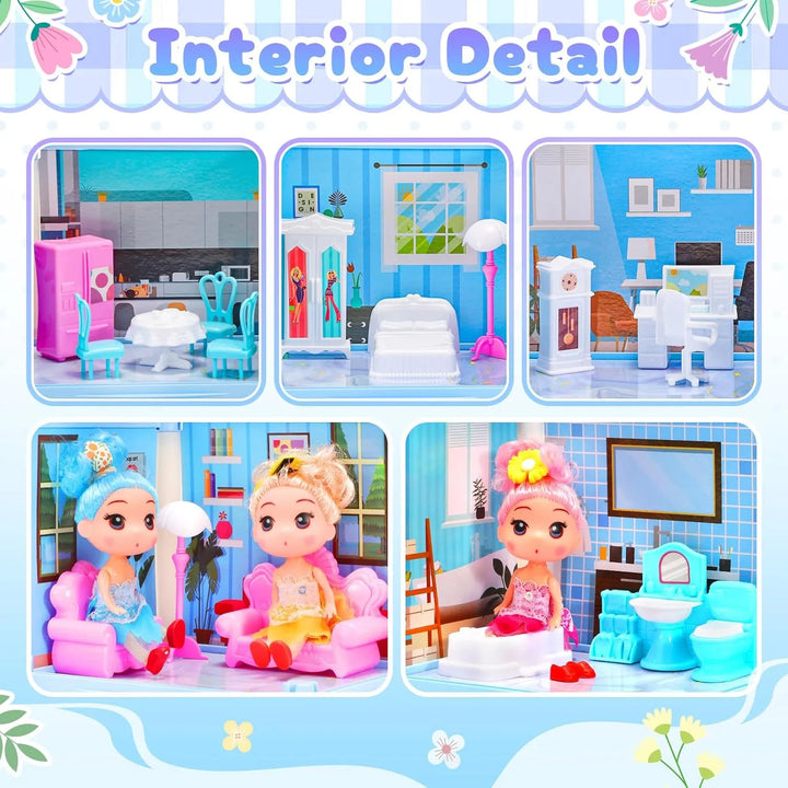 Casa De Muñecas De 4 Pisos Con 11 Habitaciones Y Accesorios - Imagen 3