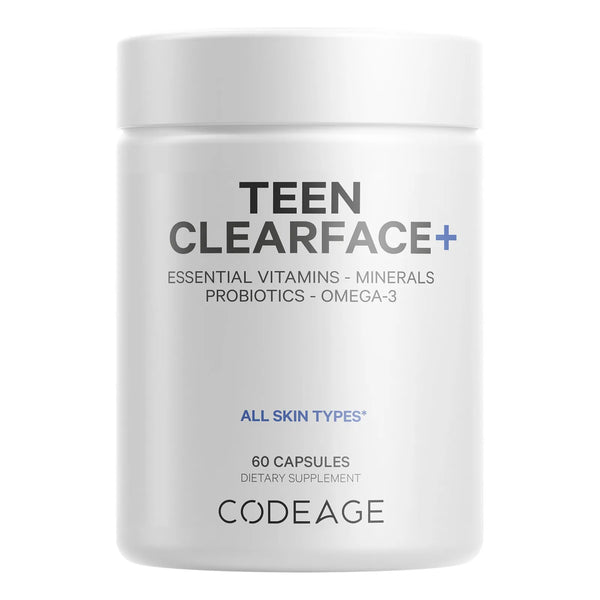 Cápsulas Para El Cuidado Facial Adolescente Vitaminas A C D3 E Zinc Probióticos Vegano 60 Unidades