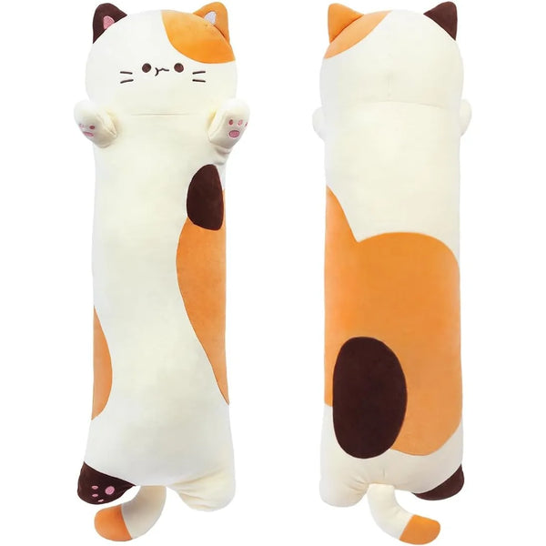 Almohada Larga De Peluche Para Abrazar Gato Cafe 70 Cm Suave Y Multiusos