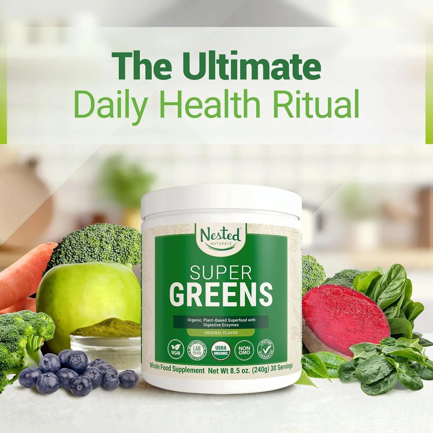 Super Greens Polvo Superfood 20 Ingredientes Organicos Vegano Energia Y Digestión