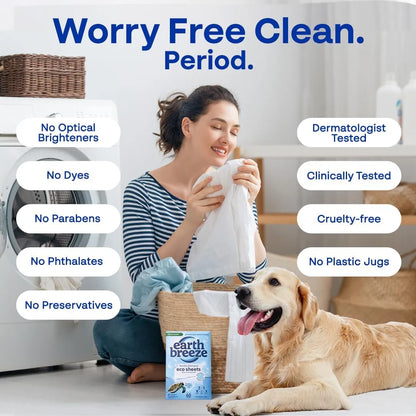 Hojas De Detergente Concentrado Earth Breeze 60 Cargas Aroma Fresco Sin Plastico