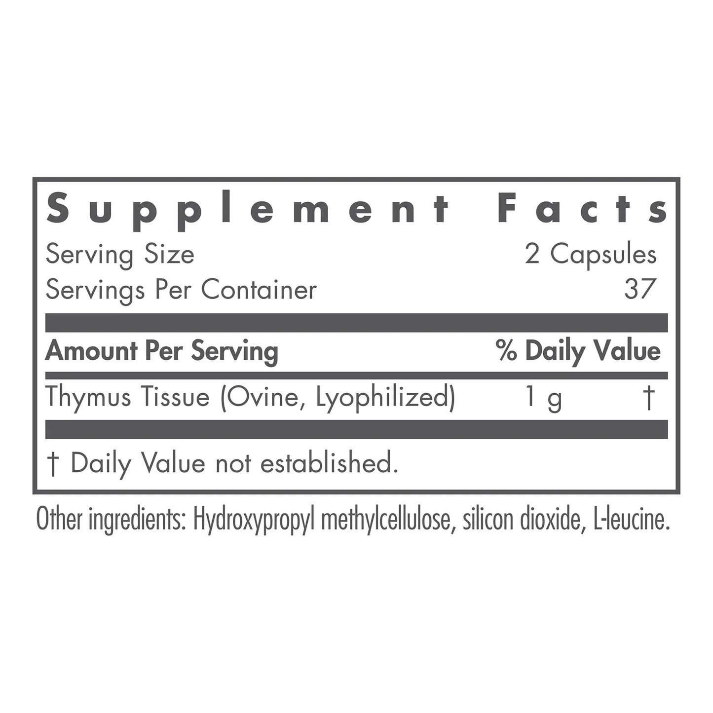 Suplemento De Timo Glandular Crudo Liofilizado 1000 Mg 75 Cápsulas Hipoalergénico