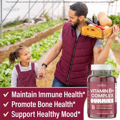 Gomitas De Vitamina B Con Biotina Y Acido Folico NEW AGE 60 Unidades Veganas Sin Gluten