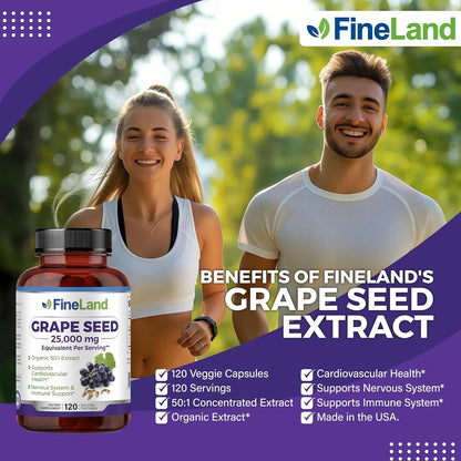 Extracto De Semilla De Uva 50 1 25000 Mg Antioxidante Apoyo Cardiaco E Inmunologico