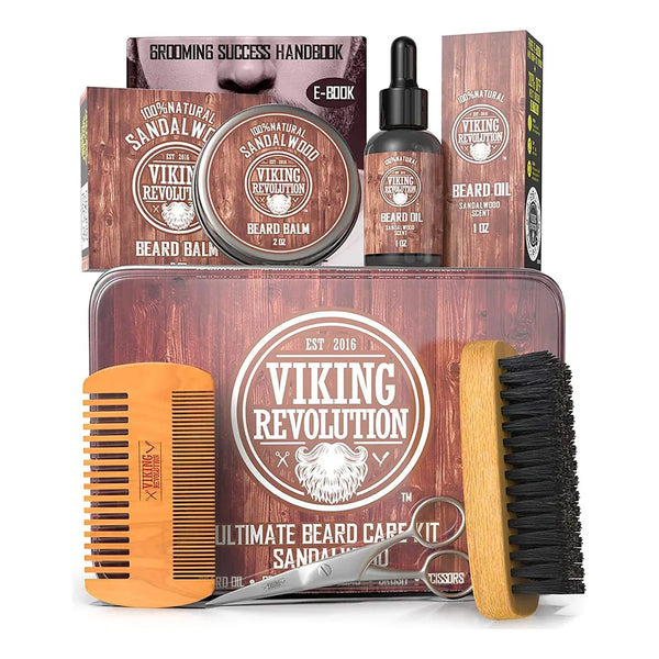 Kit Cuidado Barba Madera De Sándalo Hidratación Y Aroma Premium